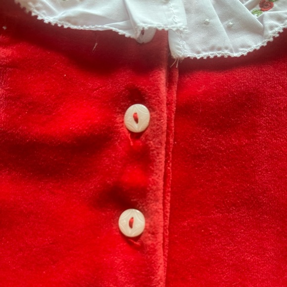 NWT Ralph Lauren Red Velour Embroidered Hand Smocked Dress & Bloomers Infant 3M - Picture 8 of 15